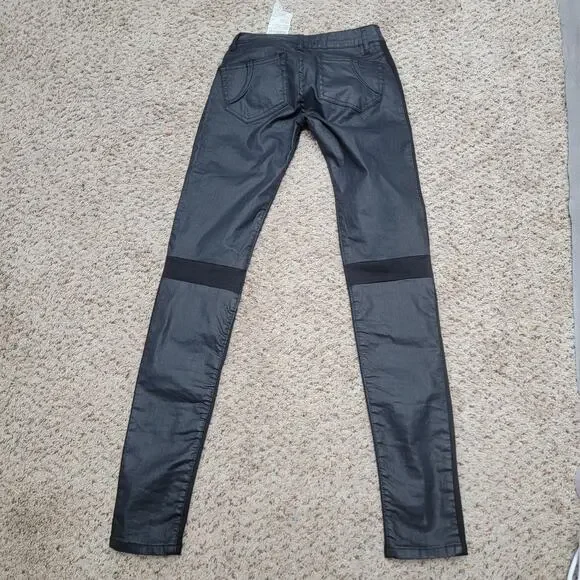 maje DARPO WAX PANELED SKINNY JEANS, SIZE 24US - Picture 3 of 10